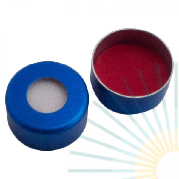 11mm Bördelk. (Alu), blau, Loch; Silicon weiß/PTFE rot, 1,3mm