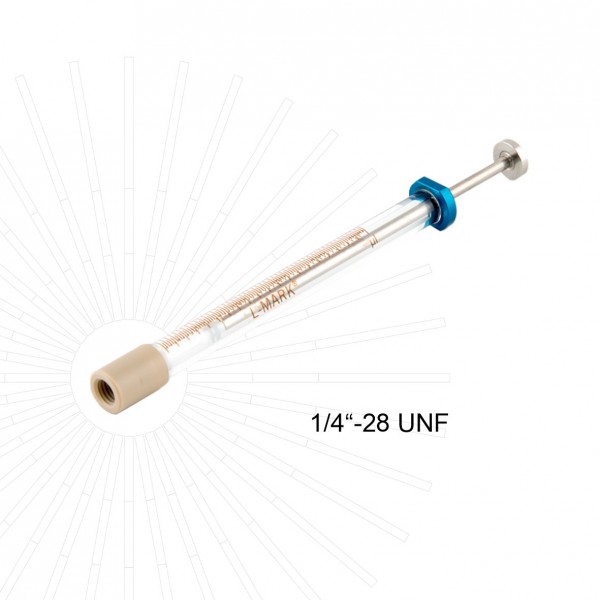 Liquid handling syringe (60mm stroke), 500 µl, Termination: PEEK Tubing Connector, 1/4&quot;-28UNF