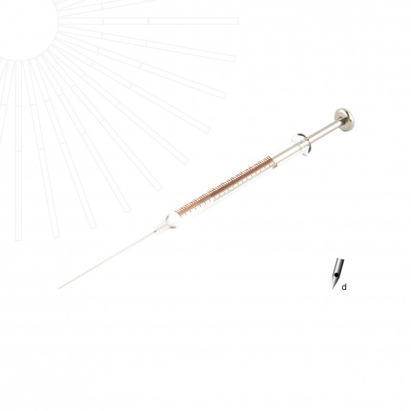 Syringe with Luer tip and needle, 2.5 ml, high temp. (matches Agilent G6500-80109, Hamilton 203084)