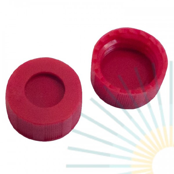 9mm PP Kurz-GW-Kappe, rot, Loch; PTFE rot/Silicon weiß/PTFE rot, 1,0mm