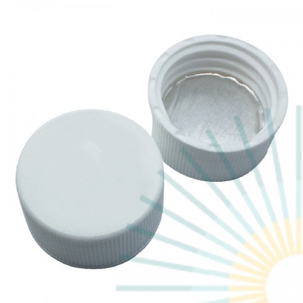 24mm PP Screw Cap white, slitted; 22mm Septa, Silicone white/Alu. foil silver, 3mm