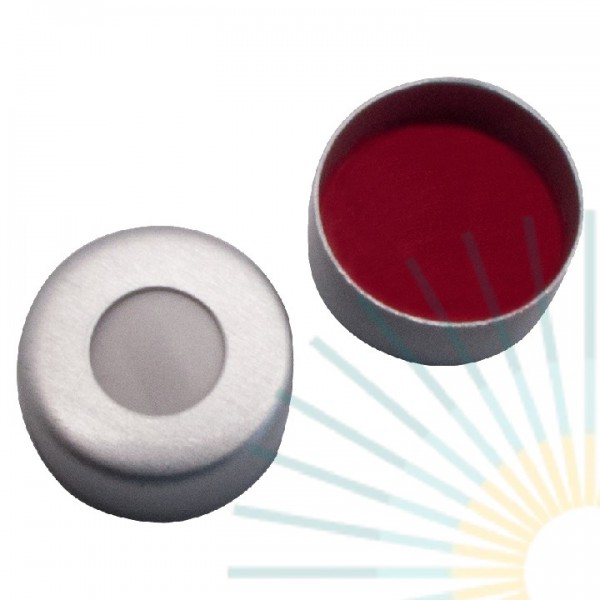 11mm Magnet. Bördelk., silber, Loch; Silicon weiß/PTFE rot, 1,0mm