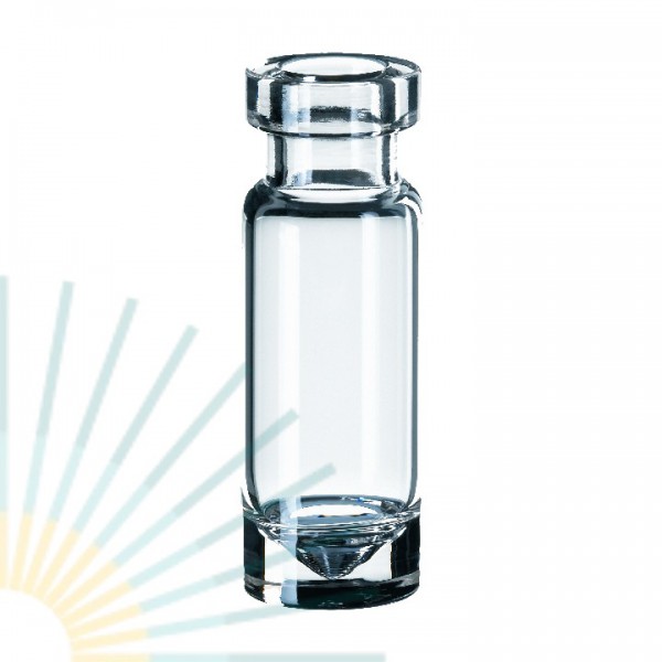 1,1ml Rollrand-Mikroliterflasche, 32 x 11,6mm, Klarglas, Glasboden m. Innenkonus, opt. Restentleerun