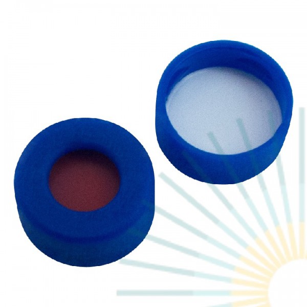 11mm PE-Schnappringkappe, blau, Loch; weiche Version, RedRubber / PTFE beige, 1,0mm